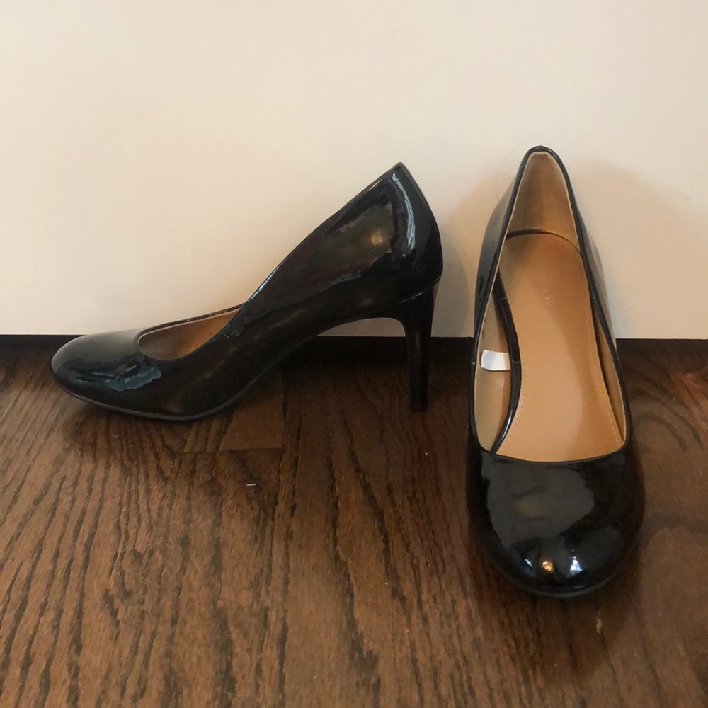 black patent heels